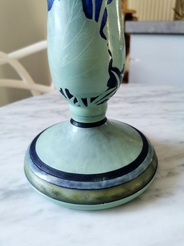 Antiquités - Daum Nancy Vase Art Nouveau Cinéraires Bleus