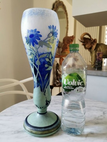 Antiquités - Daum Nancy Vase Art Nouveau Cinéraires Bleus