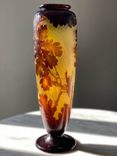 Emile Gallé - Vase Art Nouveau "Lucane et feuilles de chêne" - Art nouveau