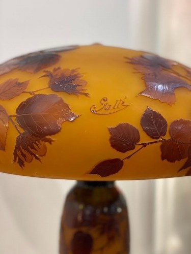 XXe siècle - Emile Gallé - Lampe champignon Aux Noisettes Art Nouveau