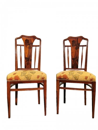 Louis Majorelle - Paire de chaises Art nouveau " Aux Iris "