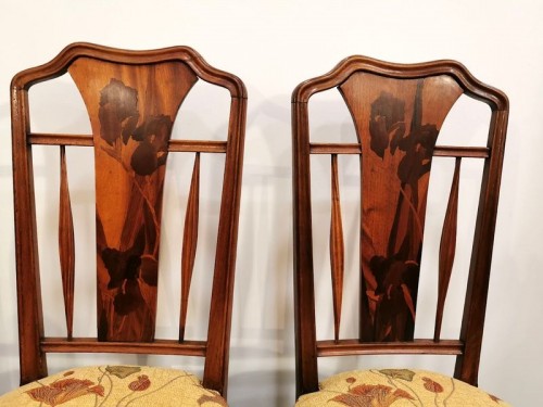 Louis Majorelle - Paire de chaises Art nouveau " Aux Iris " - Antiquités Art Nouveau