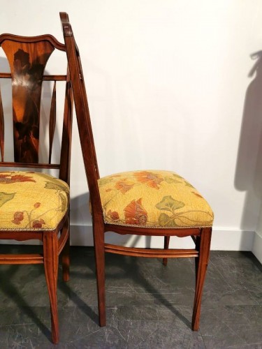 XXe siècle - Louis Majorelle - Paire de chaises Art nouveau " Aux Iris "