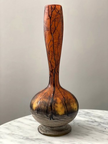 Vase Daum - Vase  Art Nouveau Arbres sous la neige - Verrerie, Cristallerie Style Art nouveau