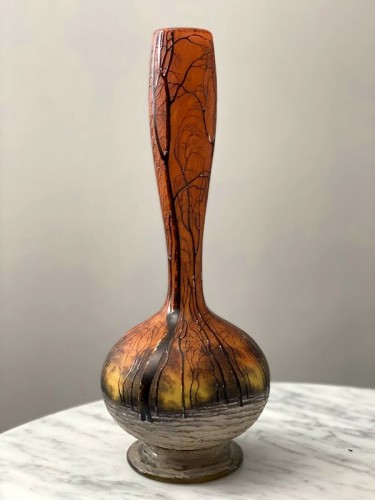 Verrerie, Cristallerie  - Vase Daum - Vase  Art Nouveau Arbres sous la neige