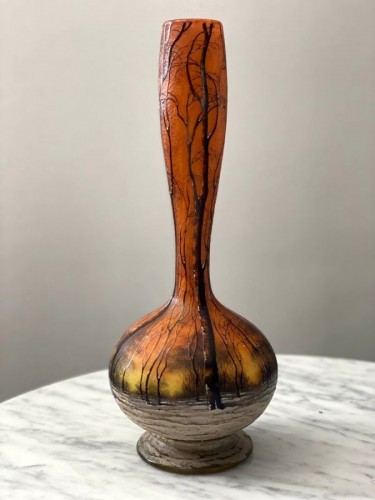 Antiquités - Vase Daum - Vase  Art Nouveau Arbres sous la neige