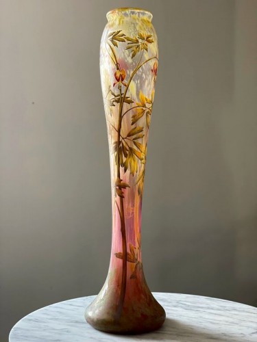 Daum Nancy - Important Vase Art nouveau Cœurs de Marie - Verrerie, Cristallerie Style Art nouveau