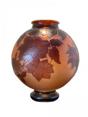 Emile Gallé Vase Boule Art Nouveau Aux Clématites