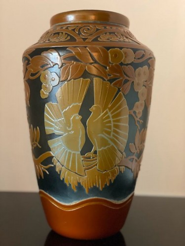 Muller frères Lunéville - Vase Aux Colombes - Antiquités Art Nouveau