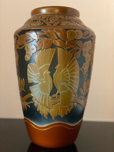 Muller frères Lunéville - Vase &quot;Aux Colombes - 