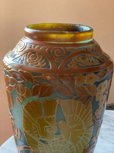 XXe siècle - Muller frères Lunéville - Vase Aux Colombes