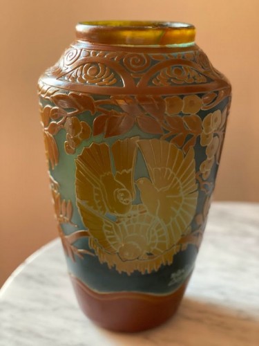 Muller frères Lunéville - Vase Aux Colombes - Art Déco