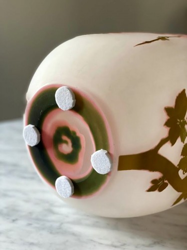 Antiquités - Emile Gallé - Vase Art nouveau "Fleurs de pommiers du Japon"