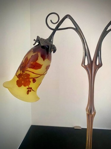 Emile Gallé - Lampe Art nouveau "Aux roses" - Antiquités Art Nouveau