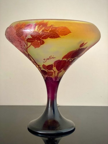 Verrerie, Cristallerie  - Emile Gallé - Coupe Art nouveau "Aux roses"