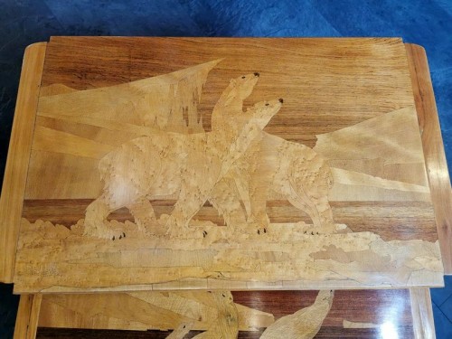 Mobilier Table & Guéridon - Emile Gallé - Tables basses gigognes "Animaux Polaires"
