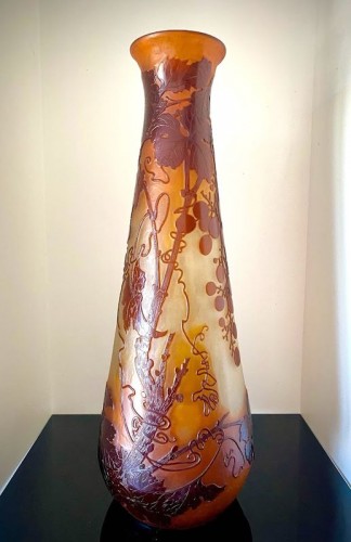 Emile Gallé - Grand Vase Art Nouveau "Vigne Vierge" - Verrerie, Cristallerie Style Art nouveau