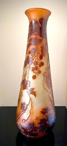 Verrerie, Cristallerie  - Emile Gallé - Grand Vase Art Nouveau "Vigne Vierge"