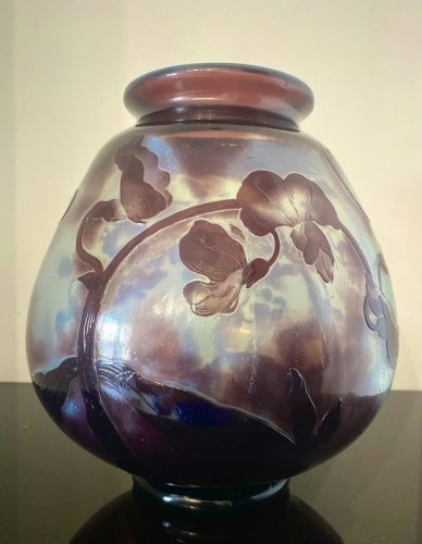 Daum Vase Art Nouveau "Aux Orchidées" - Verrerie, Cristallerie Style Art nouveau
