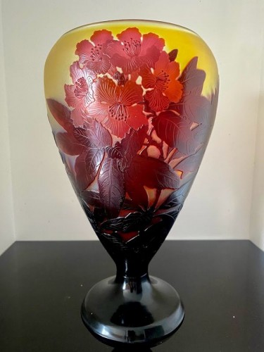 Emile Gallé - Vase Art nouveau "Rhododendrons" - Verrerie, Cristallerie Style Art nouveau