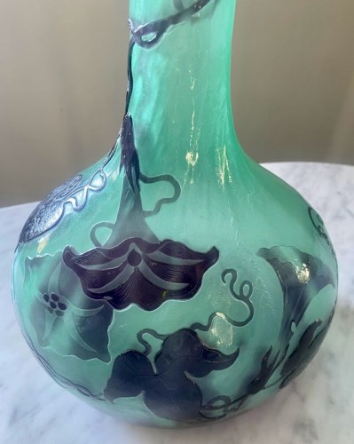 Antiquités - Emile Gallé - Art nouveau vase &quot;Aux volubilis&quot;