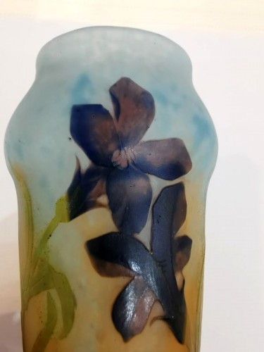 Daum Nancy - Vase "Aux Gentianes" - Verrerie, Cristallerie Style Art nouveau