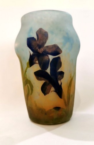 Antiquités - Daum Nancy - Vase "Aux Gentianes"