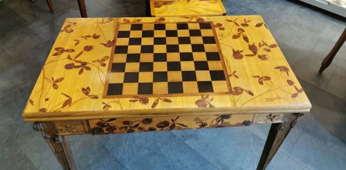 Furniture  - Louis Majorelle - Art nouveau game table &quot;Aux trèfles&quot;