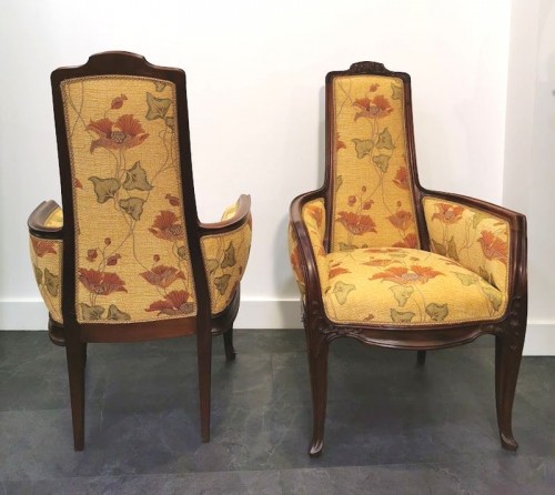 Louis Majorelle - Ensemble de salon Art nouveau "Au gui" - Antiquités Art Nouveau