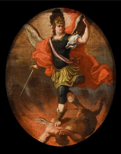 Saint Michael Archangel Defeating Evil, Workshop of Giovan Battista Lama (1673 - 1748) - Paintings & Drawings Style Louis XIV