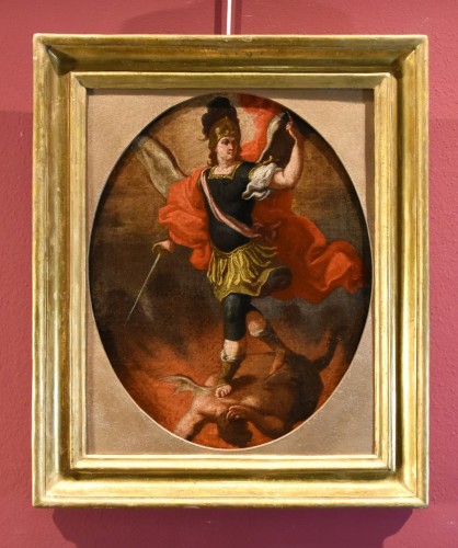 Antiquités - Saint Michael Archangel Defeating Evil, Workshop of Giovan Battista Lama (1673 - 1748)