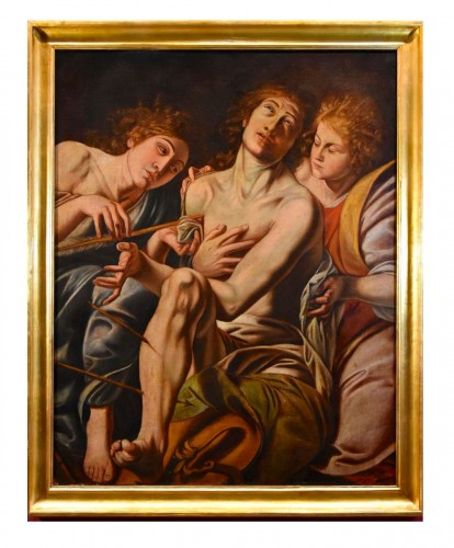 Saint Sébastien guéri par les anges, école italienne du 17e siècle