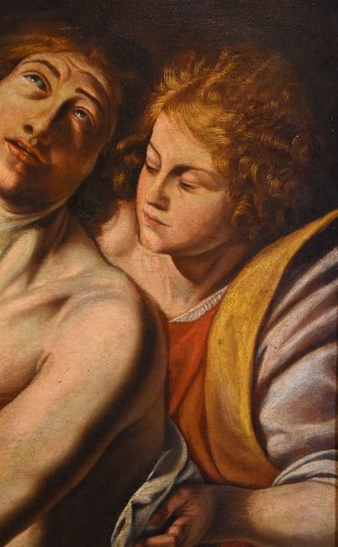 XVIIe siècle - Saint Sébastien guéri par les anges, école italienne du 17e siècle