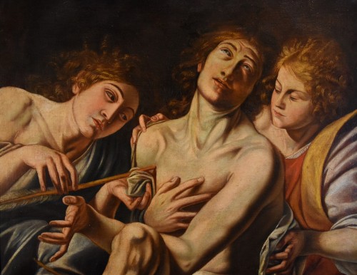 Antiquités - Saint Sebastian Cured By Angels, Italian school of the 17th century