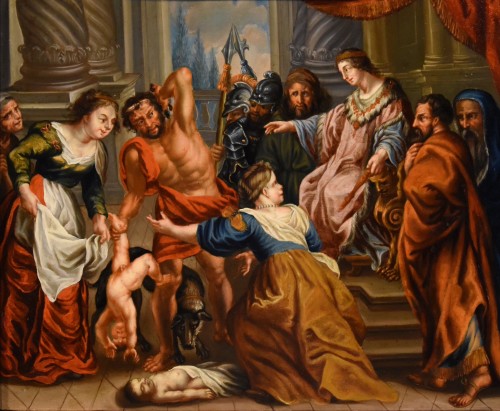 Le Jugement du Roi Salomon, école flamande du 17e siècle - Tableaux et dessins Style Louis XIII