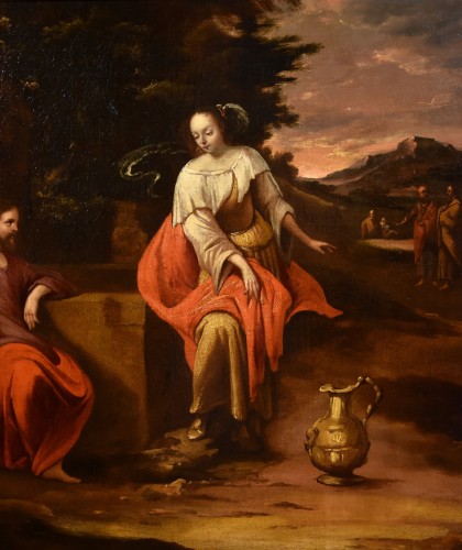 Le Christ et la Samaritaine au puits, Peintre flamand du XVIIe siècle - Antichità Castelbarco