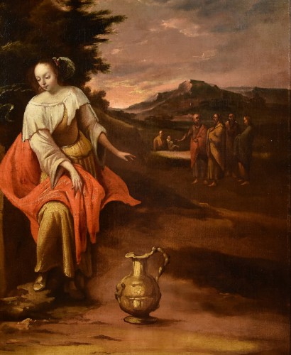 Antiquités - Le Christ et la Samaritaine au puits, Peintre flamand du XVIIe siècle