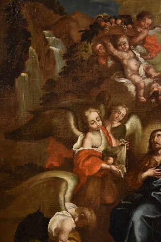 Louis XIII - Le Christ entouré d'anges dans le désert, école italienne du 17e siècle