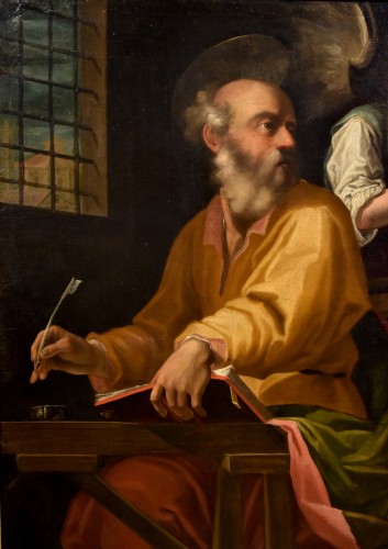 Louis XIII - Saint Matthew And The Angel, Painter active in Lombardy, in Milan, in the 17th century