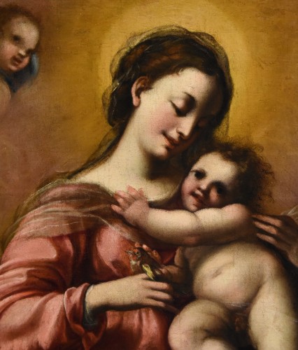Antiquités - Jacopo Confortini (1602-1672), Madonna And Child With Two Angels