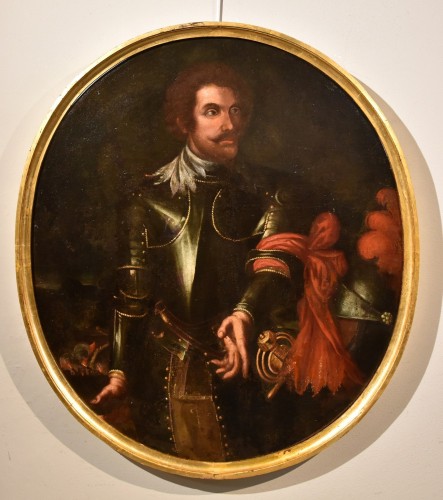 Antiquités - Portrait d'un gentilhomme en armure, Atelier de Giovanni Bernardo Carbone (1616 - 1683)