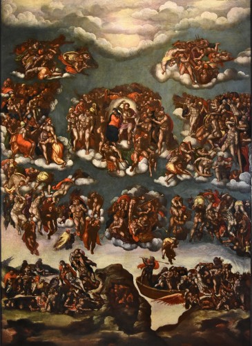Le Jugement dernier, Peintre romain fin XVIe début XVIIe siècle - Tableaux et dessins Style Renaissance