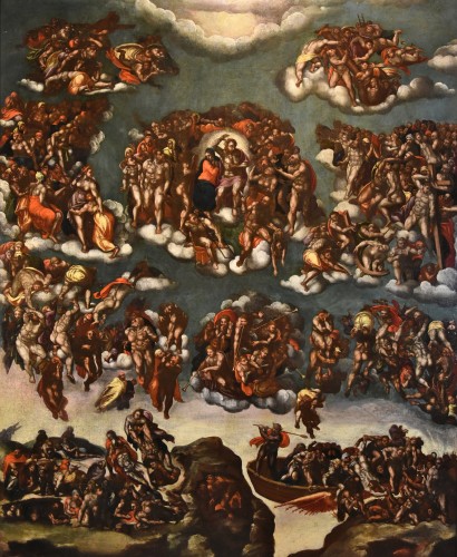 Tableaux et dessins Tableaux XVIe siècle - Le Jugement dernier, Peintre romain fin XVIe début XVIIe siècle