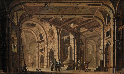 Paintings & Drawings  - Architectural View With Arches, Sculptures And Fountains, Vedutist Painter 