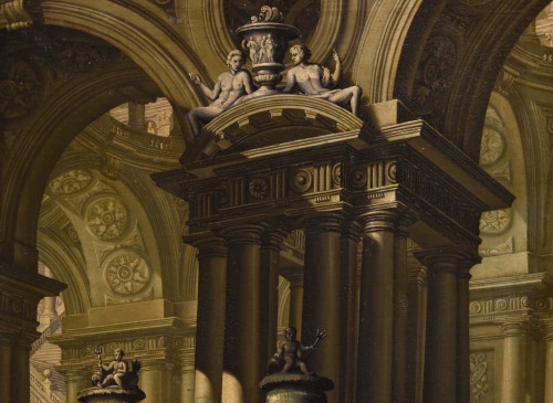 Louis XIV - Vue Architecturale Avec Sculptures Et Fontaines, Védutiste Au XVIIIe Siecle