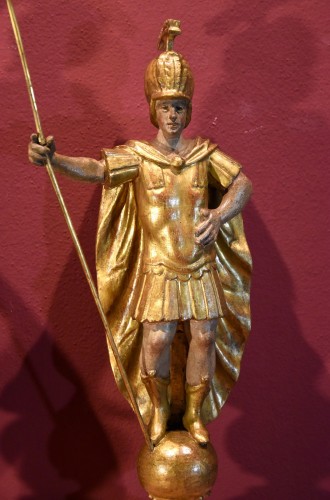 XVIIIe siècle - Paire de soldats romains en bois doré - Rome XVIIIe siècle