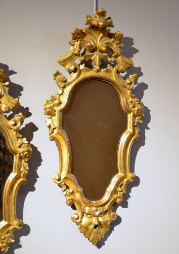Miroirs, Trumeaux  - Paire de miroirs italiens,  début XVIIIe siècle