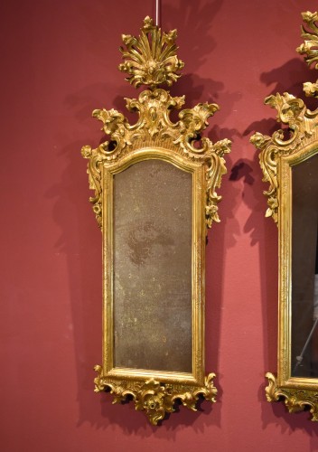 Paire de miroirs vénitiens du XVIIIe siècle - Miroirs, Trumeaux Style Louis XV