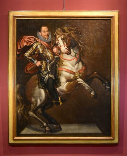 Portrait équestre d'Emanuele Filiberto Duc de Savoie, Jan Kraeck (1540-1607) - Tableaux et dessins Style Louis XIII