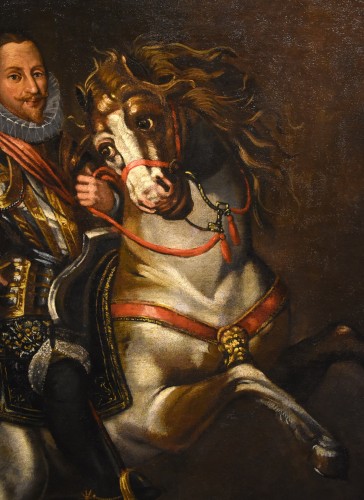 Antiquités - Equestrian Portrait Of Emanuele Filiberto Duke Of Savoy, Jan Kraeck 